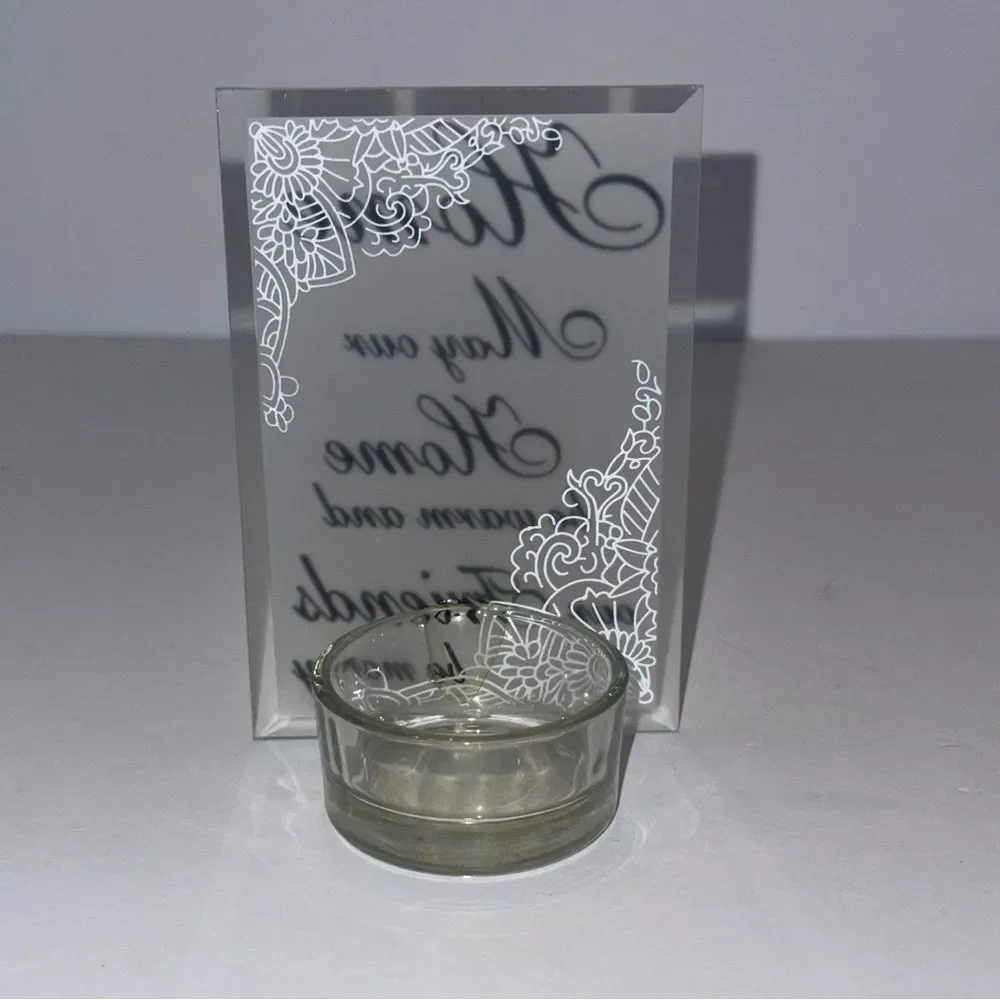 Decorative Glass Candle Holder with Home Quote